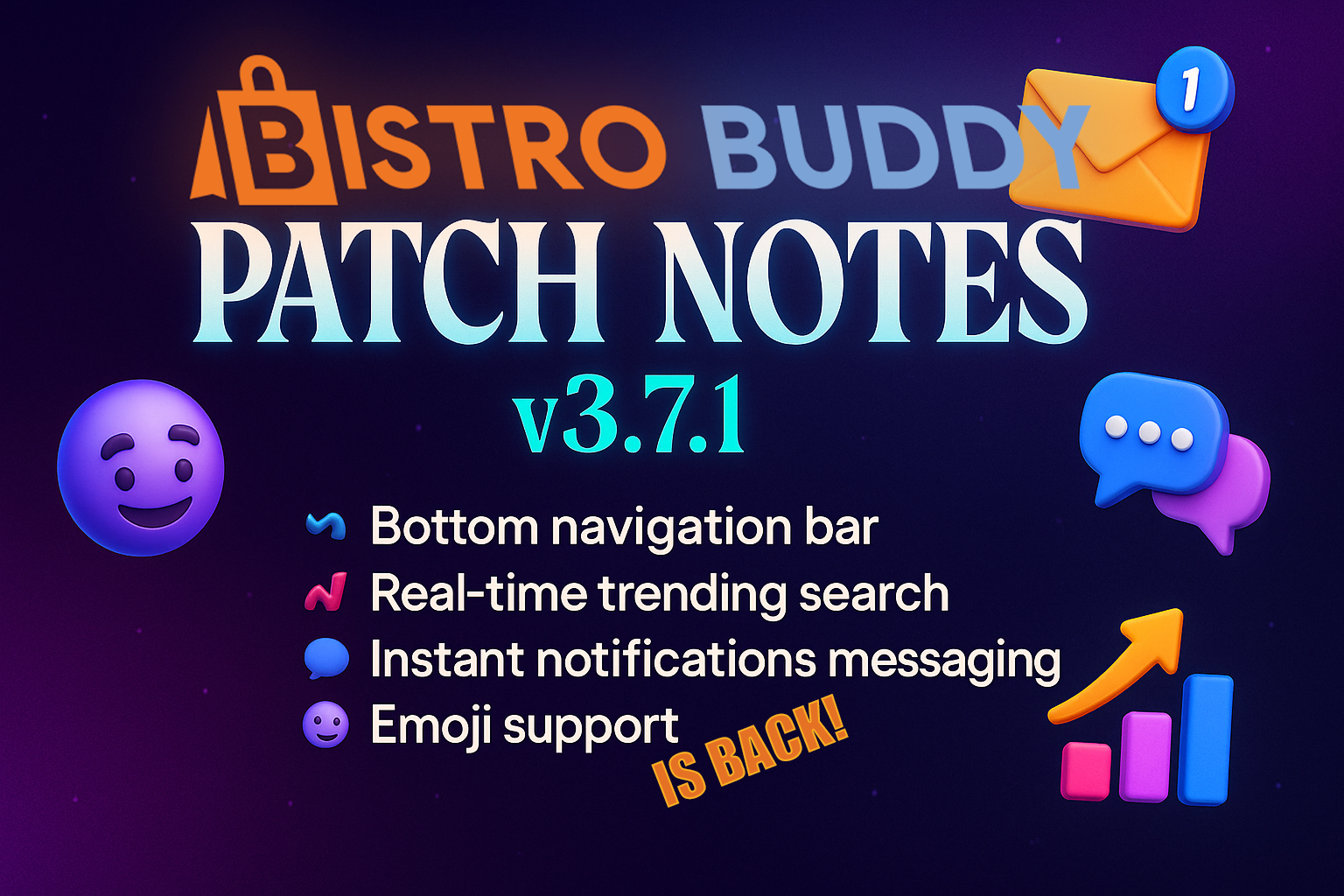 BISTRO BUDDY v3.7.1 Patch Notes – Explore, Connect, and Express Yourself!