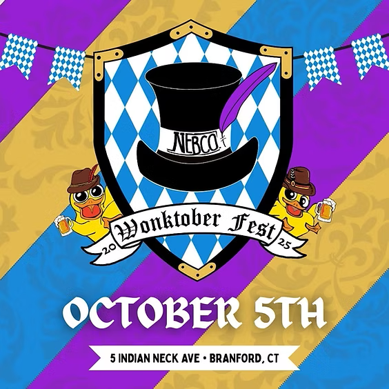 Celebrate Wonktoberfest at New England Brewing Co. in Branford on October 5, 2025—German‑style beers, food, music, led­erhosen fun, family‑friendly—and FREE to RSVP!