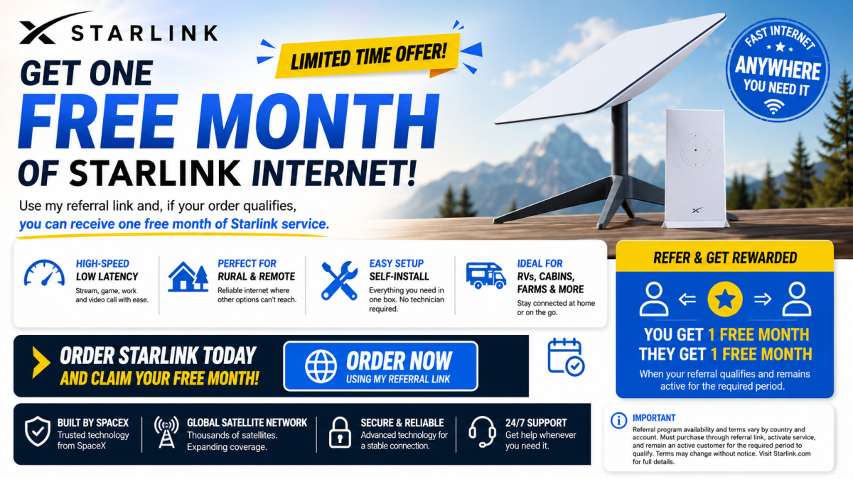 Starlink Referral Program – Get One FREE Month of Starlink Internet