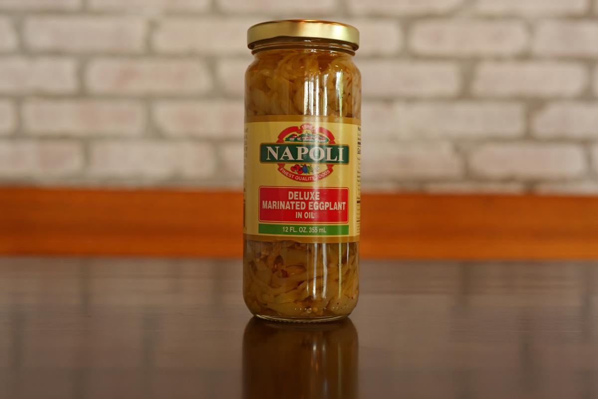 Marinated Eggplant - Sliced Hot In Oil - Napoli Finest Quality Foods 12FL. OZ.