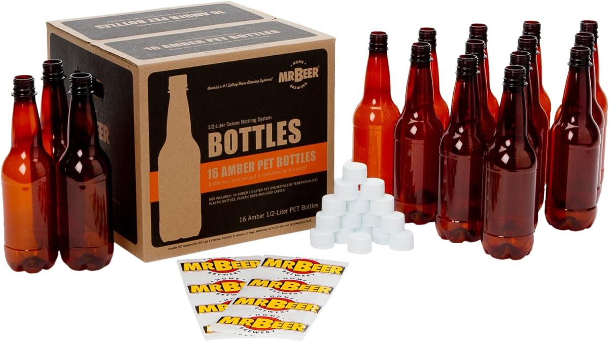 Start brewing your own craft beer with the Mr. Beer 740ml Deluxe Homebrewing Kit. This kit includes 740ml bottles, a 2-gallon bottling set, and all the equipment needed for easy homebrewing.